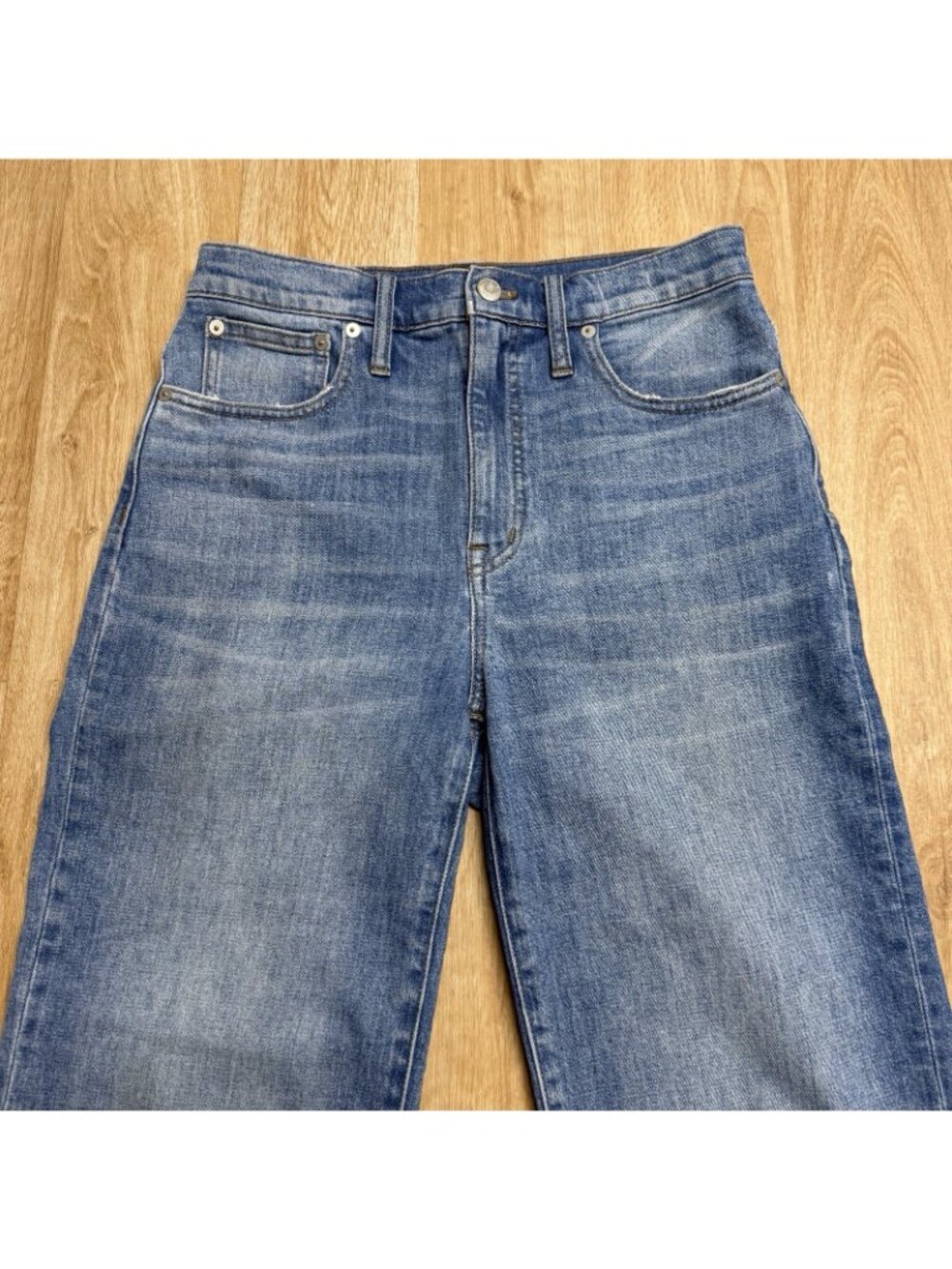 MADEWELL JEANS SLIM WIDE LEG FULL LENGTH SIZE 27 AJ367 HIGH RISE COTTON STRETCH - Picture 3 of 13